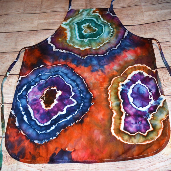 The PERFECT Apron Ice Dyed Geode Design NEW! Adult One Size Tie Dye Apron, Hippie Tie Dye, Boho Look, Chef, Bbq Psychedelic Free US Shipping