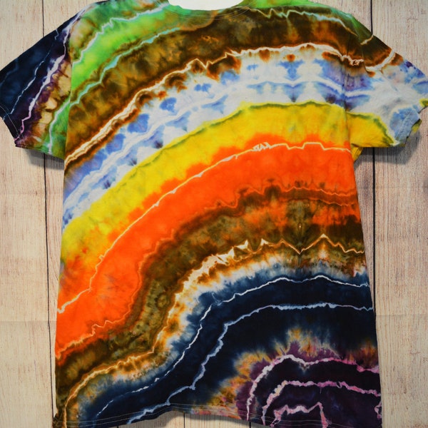 Cadeau pour la Fête des Mères, NOUVEAU ! Ice Dyed Color Waves T-shirt adulte XL Tie Dye, Hippie Tie Dye, T-shirt teint, Look bohème, psychédélique