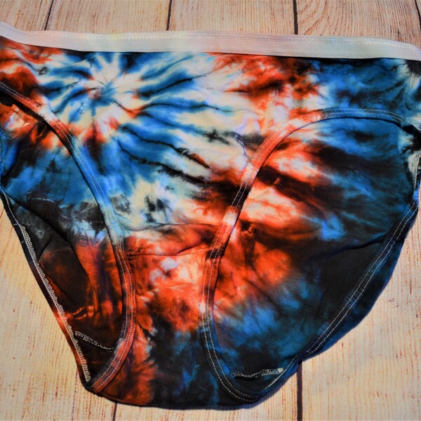 Mother's Day Gift, Fire and Ice Swirl, Tie-Dye Panties - Women's Size 9, 100% Cotton High Cut Panty