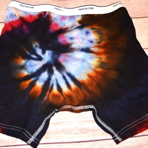Gift! Swirling Night Sky 100% Cotton Boxer Briefs, Size X-Large, Tie dye Boxer Brief, Rainbow