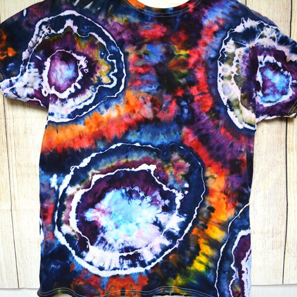 Awesome Geod-desic Ice Dyed Adult XL Tie Dye T-Shirt, Hippie Tie Dye, Dyed Tee Shirt,Boho Look, Psychedelic