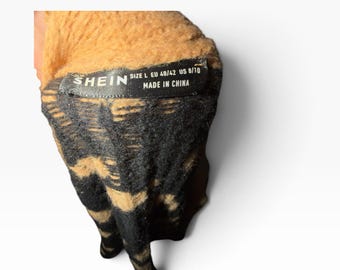 SHEIN Cardigan mit Leopardenmuster, Damengröße L, offene Vordertaschen