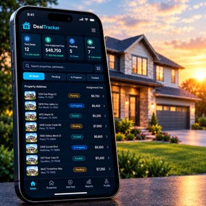 Tracker voor vastgoedtransacties, overzicht van leads voor vastgoedbeleggers, dashboard voor het beheer van overdrachtscontracten - Digitale webapplicatie