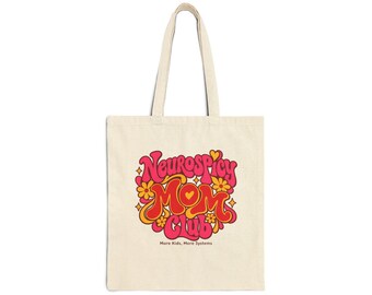 Neurospicy Mom Club Tote Bag | Retro Floral Psychedelic Design