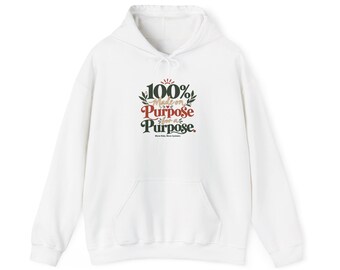 Bluza z kapturem „100% cel ponad doskonałość” | Inspirująca typografia, akcenty kwiatowe