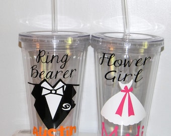 Will you be my Flower Girl? Will you be my Ring Bearer? Flower Girl Cup, Personalized Tumbler, Ring Bearer Personalized Tumbler