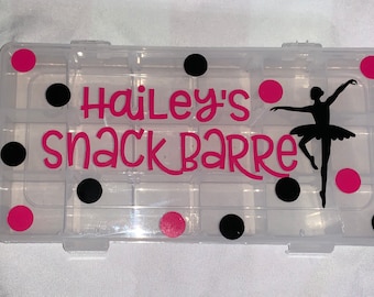 Personalized Ballet Snack Box: Custom Name, Adjustable Compartments