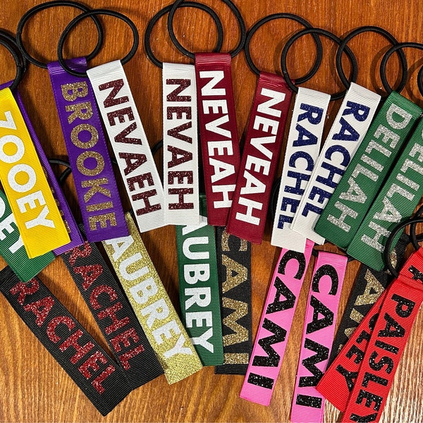 Pom Pom Tags - Set of 2 - Cheer - Cheerleader - Name - Personalized - Team Gift Cheer Camp Pom Tags Tie Ribbon tiktok