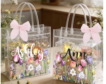 Mother's Day Gift Bag Personalized - Birthday  tote  -Personalized Party Favor- Baby Shower Gifts- Tulips