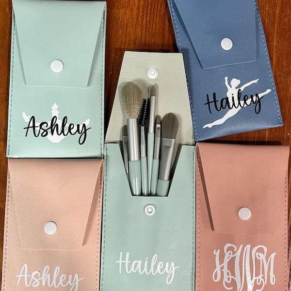 Personalized Makeup Brushes Bag, Custom Bridesmaid Gift, Gift for Her, Bridesmaid Party, Travel Makeup Brushes Bag, Mom Gift, Gifts under 10