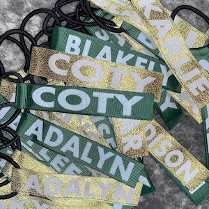 Pom Pom Tags - Set of 2 - Cheer - Cheerleader - Name - Personalized - Team Gift Cheer Camp Pom Tags Tie Ribbon tiktok