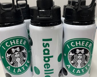 I Cheer a Latte - Cheer Team Gift - Cheer Water Bottle-Latte Cup- Cheerleader Christmas Gift - All Star Cheer Gift