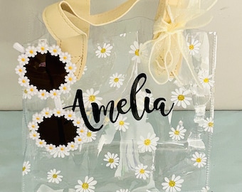 Flower Girl Proposal Gift Set: Personalized Tote Bag & Daisy Sunglasses