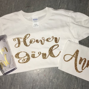 Flower Girl Gift Set - Flower Girl Shirt - Flower Girl Bag - Flower Girl Cup - Bridal Party Gifts - Will you be my flower girl?