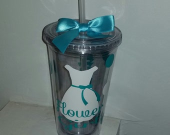 Flower Girl Gift  - Tumbler Wedding -   Flower Girl Ring Bearer- Any Color Any Design Custom