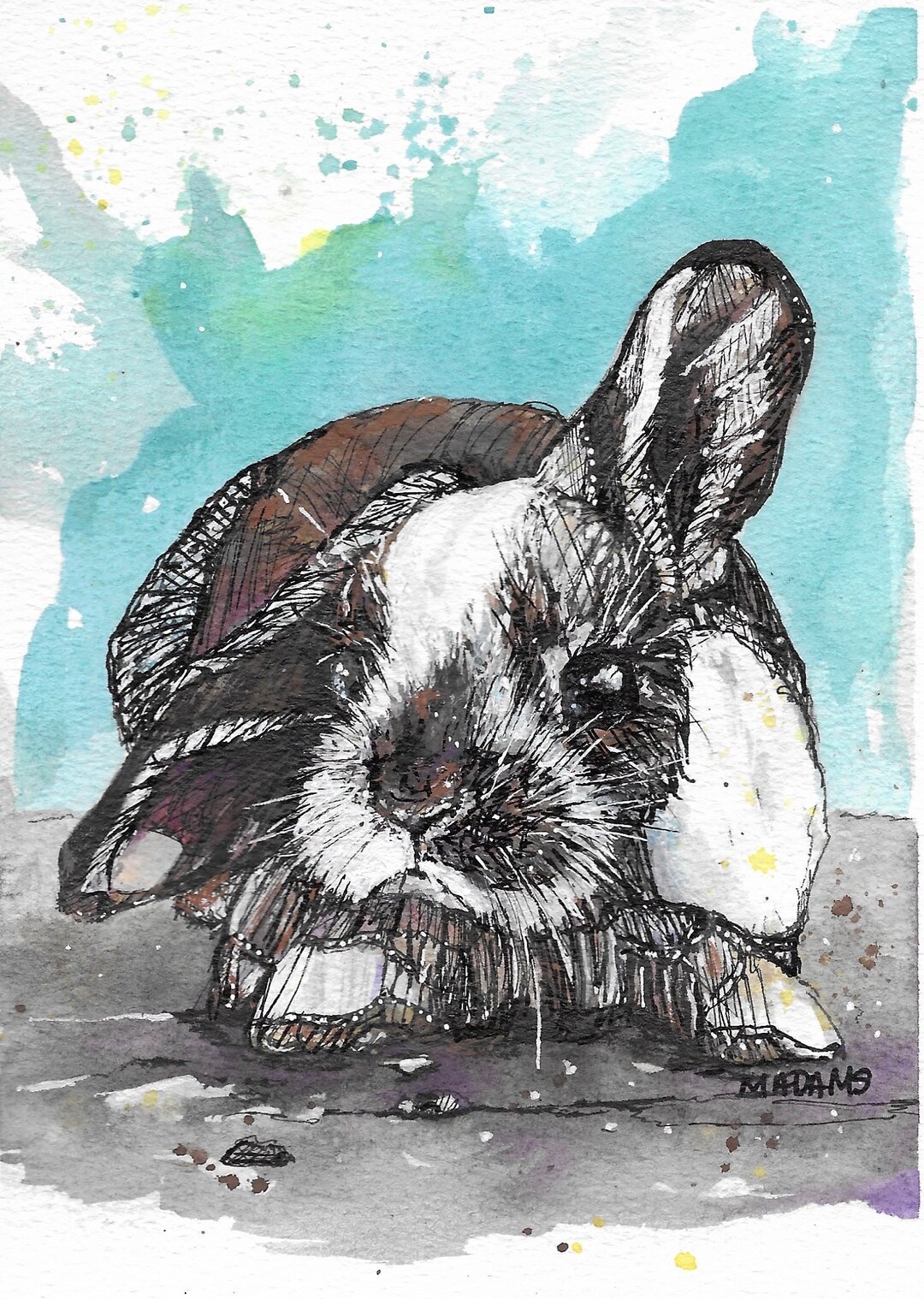 Tumble Weed Rabbit Wall Art Watercolor Hand Painted Original Wall Art ...