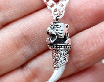 Collana in argento sterling 925 con cristallo occhio di tigre
