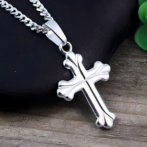 Small Sterling silver Cross Necklace, Sterling Silver Cross, Girls Cross Necklace, First communion, Baptism, Choose Italian chain.. R-5149