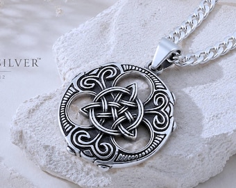 Triquetra Celtic Necklace Sterling Silver Trinity Knot Pendant for Men or Women, Choose Chain Style Thick or Thin. Longer Chains Available.