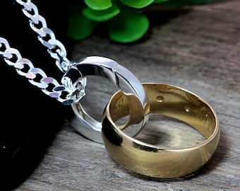 Sterling Silver Small Ring Holder Necklace Small Ring Holder Keeper. Select Thick Chain Men & Thin Chain for Women. Sm-152