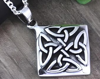 Sterling Silver Trinity Necklace Celtic Knot Mens Necklace, Triquetra  Necklace, Choose Italian chain Leather Necklace, Irish jewelry.