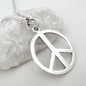 Grote sterlingzilveren ketting vredesteken vredesteken bedel. Kies Ketting. 785