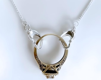 Sterling Silver Heart Ring Saver Necklace, Small Heart Ring Silver  Ring Holder keeper, For 1, 1/2 thickness CHOOSE Chain