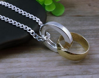 Sterling Silver Ring Holder Necklace, Sterling Silver chains, Mens Ring Holding pendant, Unisex Ring Holder necklace. Original design. 150#.