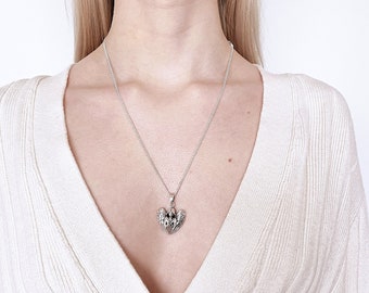 Solid 925 Sterling Silver Guardian Angel  Necklace, Personalized Initial & Birthstone. Choose chain