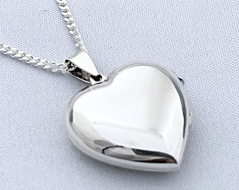 Genuine 925 Sterling Silver Heart Locket Necklace Photo Locket. Size 0.94". Choose Italian Chain. R:20