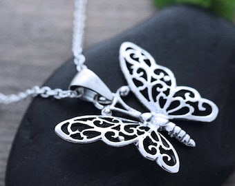 Gorgeous silver collar necklace Butterfly Pendant big necklace Personalized FSPN128