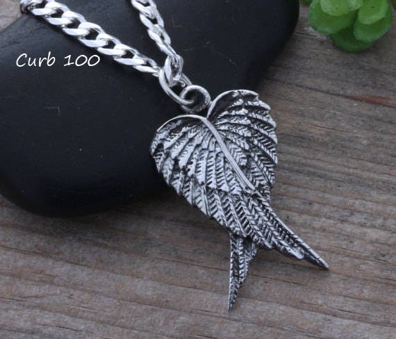 Daesar Mens Necklace Stainless Steel Necklace Pendant Heart Necklace Angel Wings Silver/Gold
