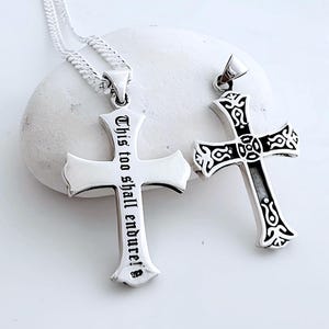 Personalized Sterling Orthodox Cross Necklace Engraved Cross Greek Fleur de Lis Cross necklace. Choose your chain 5279