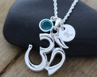 OM Necklace, Om jewelry, Sterling silver OHM Pendant, om yoga Jewelry, Silver om meditation symbol, R-447*