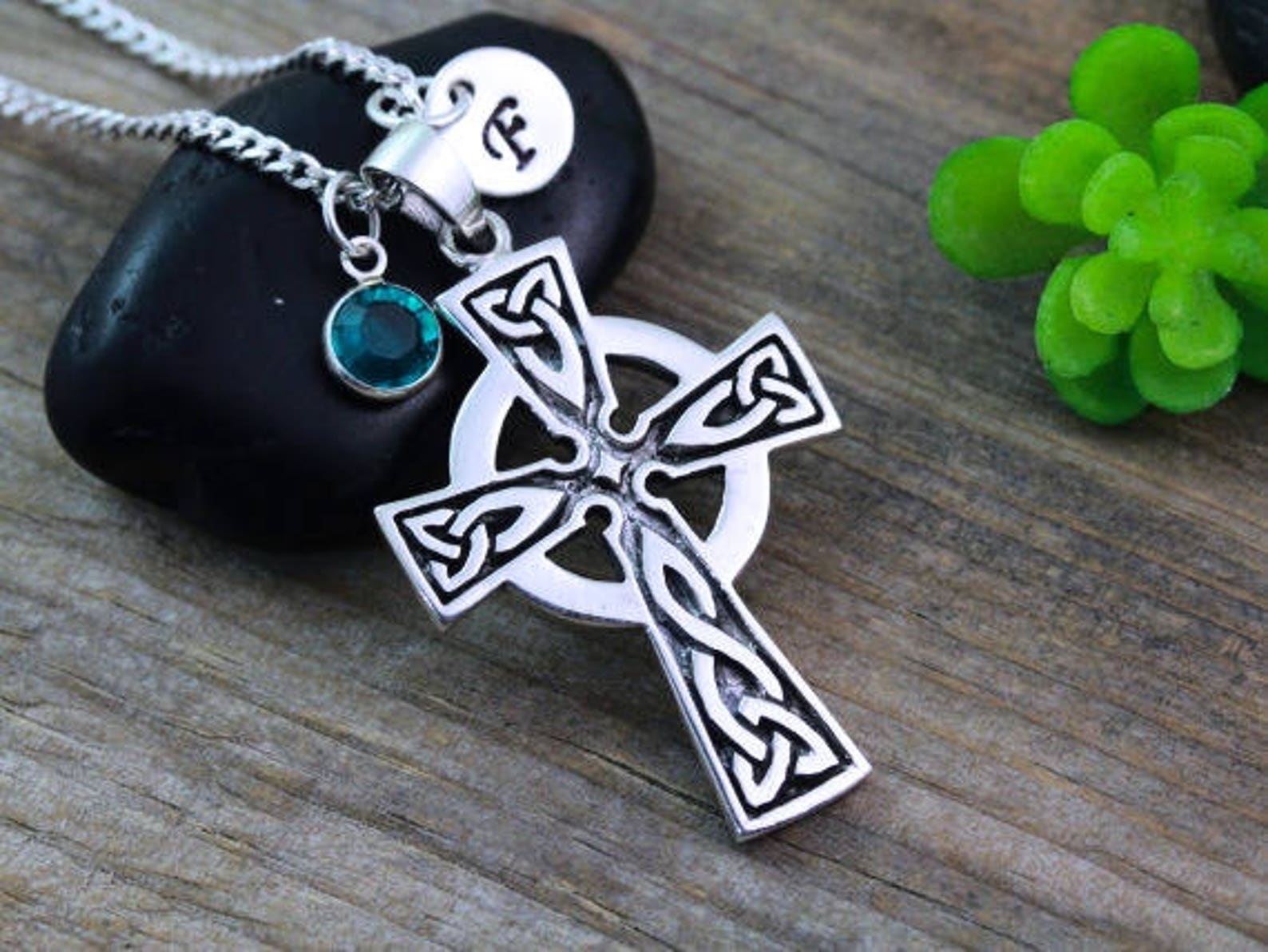 Mens Celtic Cross Necklace Sterling Silver Mens Irish Etsy