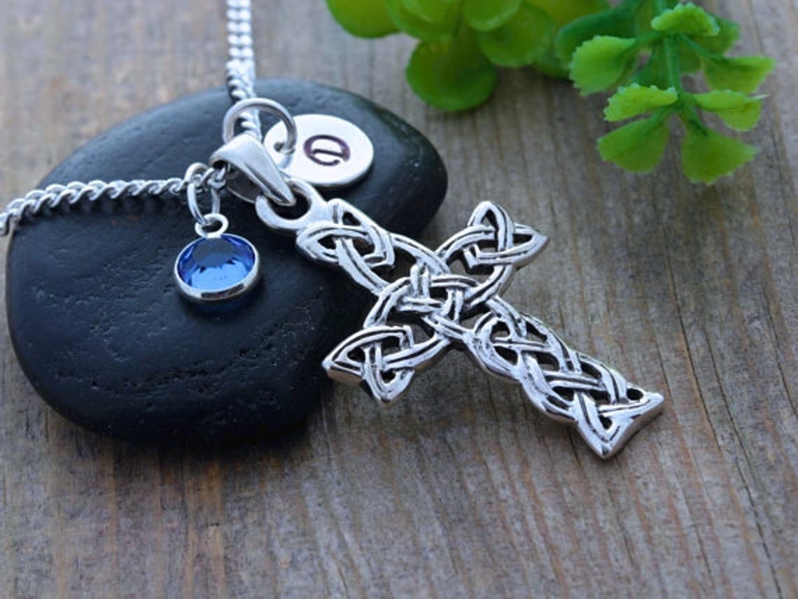 Celtic Trinity Knot Cross Necklace Personalized Celtic Cross | Etsy