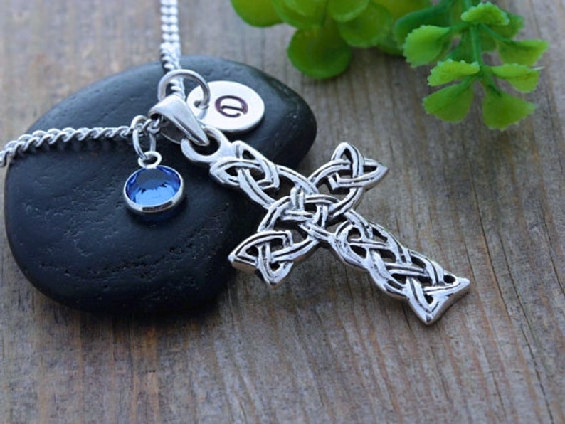Celtic Trinity Knot Cross Necklace Personalized Celtic Cross - Etsy