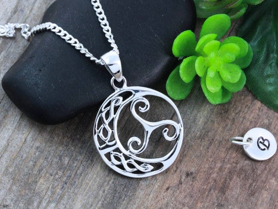 18 inches MIMI Sterling Silver Celtic Knot Ancient Tree Of Life Round Pendant Necklace 