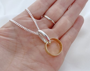 Sterling Silver Ring Holder Necklace, Oval Holding Ring Necklace. CHOOSE chain, Ring Holder Jewelry. Original Design LifeofSilver Sm-131