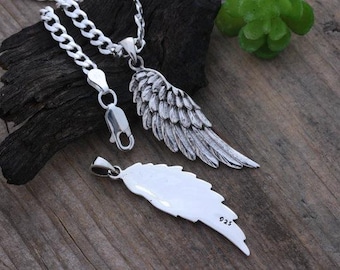 Sterling silver Angel Wing Pendant on Sterling silver chain. Engraving not Included.