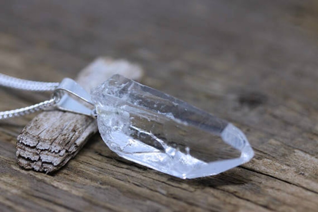 Clear Quartz Necklace. Sterling Silver Crystal Necklace/ - Etsy
