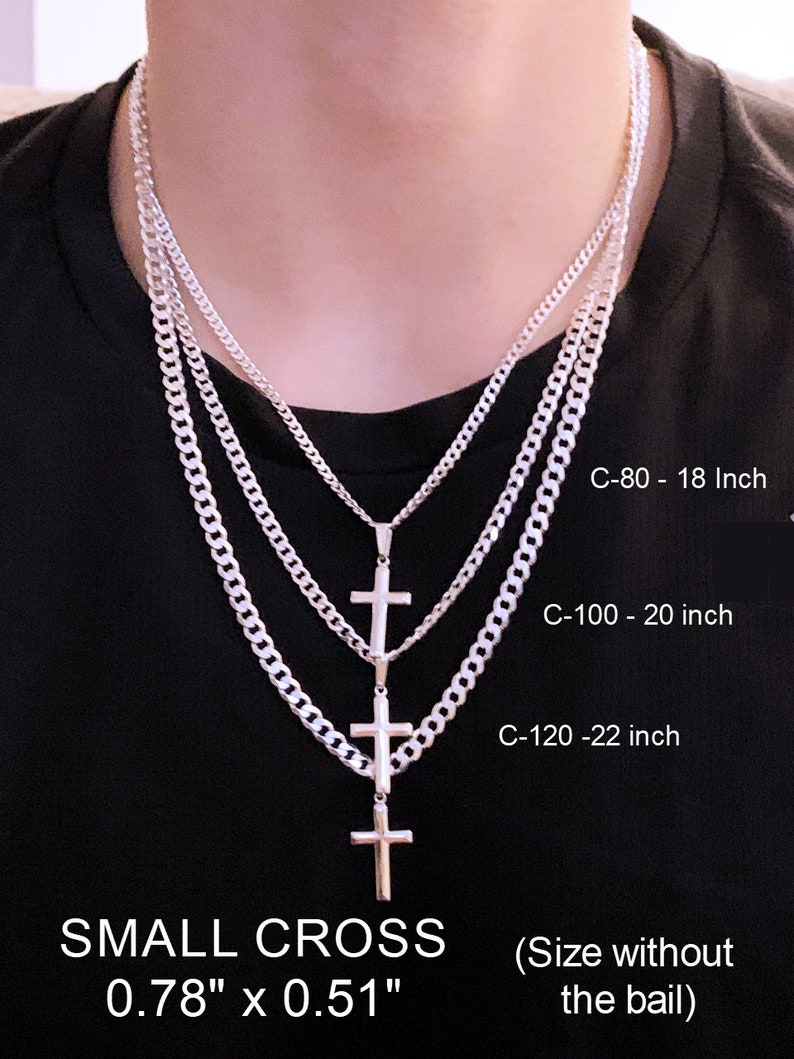 Mens Cross necklace. Sterling silver cross necklace Elegant Etsy