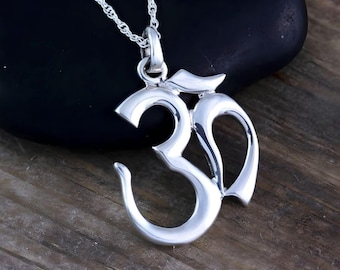 OM Necklace, om jewelry, om charm, om pendant, om yoga, ohm jewelry, meditation symbol, silver big om Pendant. 448