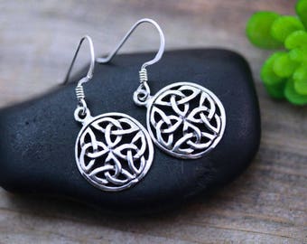 Sterling silver  Celtic Earrings Silver Trinity Earrings,Earrings, Silver Knot Earrings Jewelry, friendship symbol. R-5102