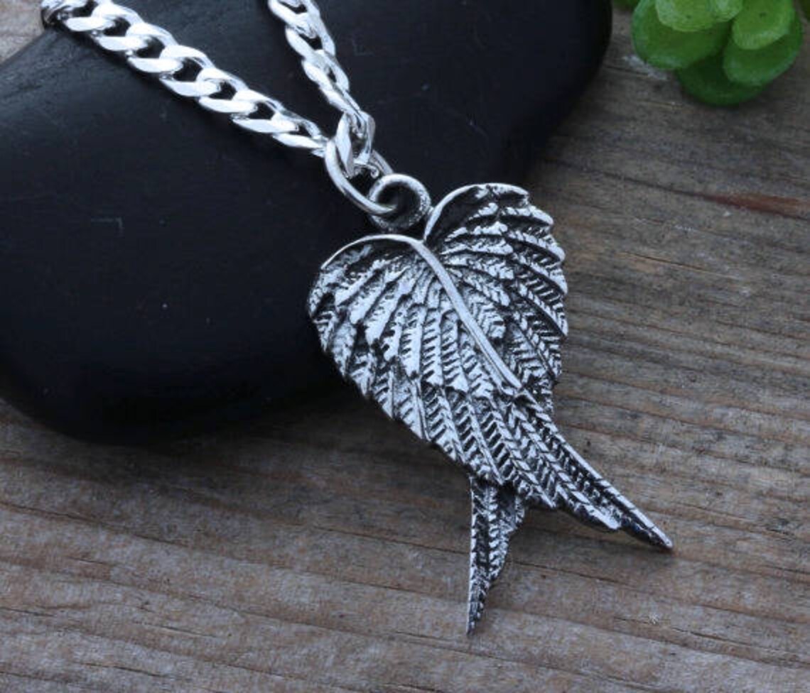 Mens guardian angel wing necklace. mens necklace mens wing Etsy