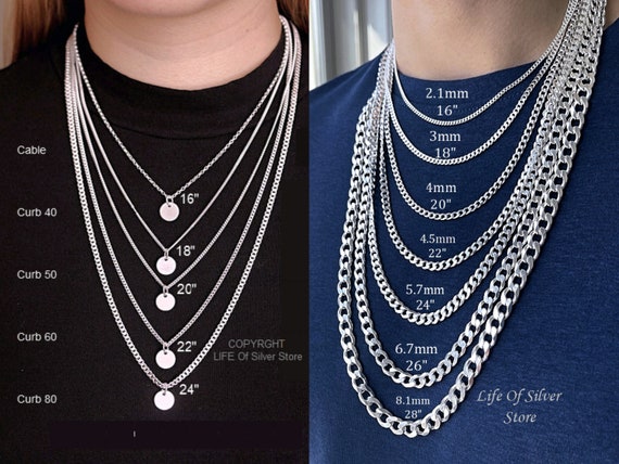 Sterling Silver Mens Cuban Link Chain Necklace