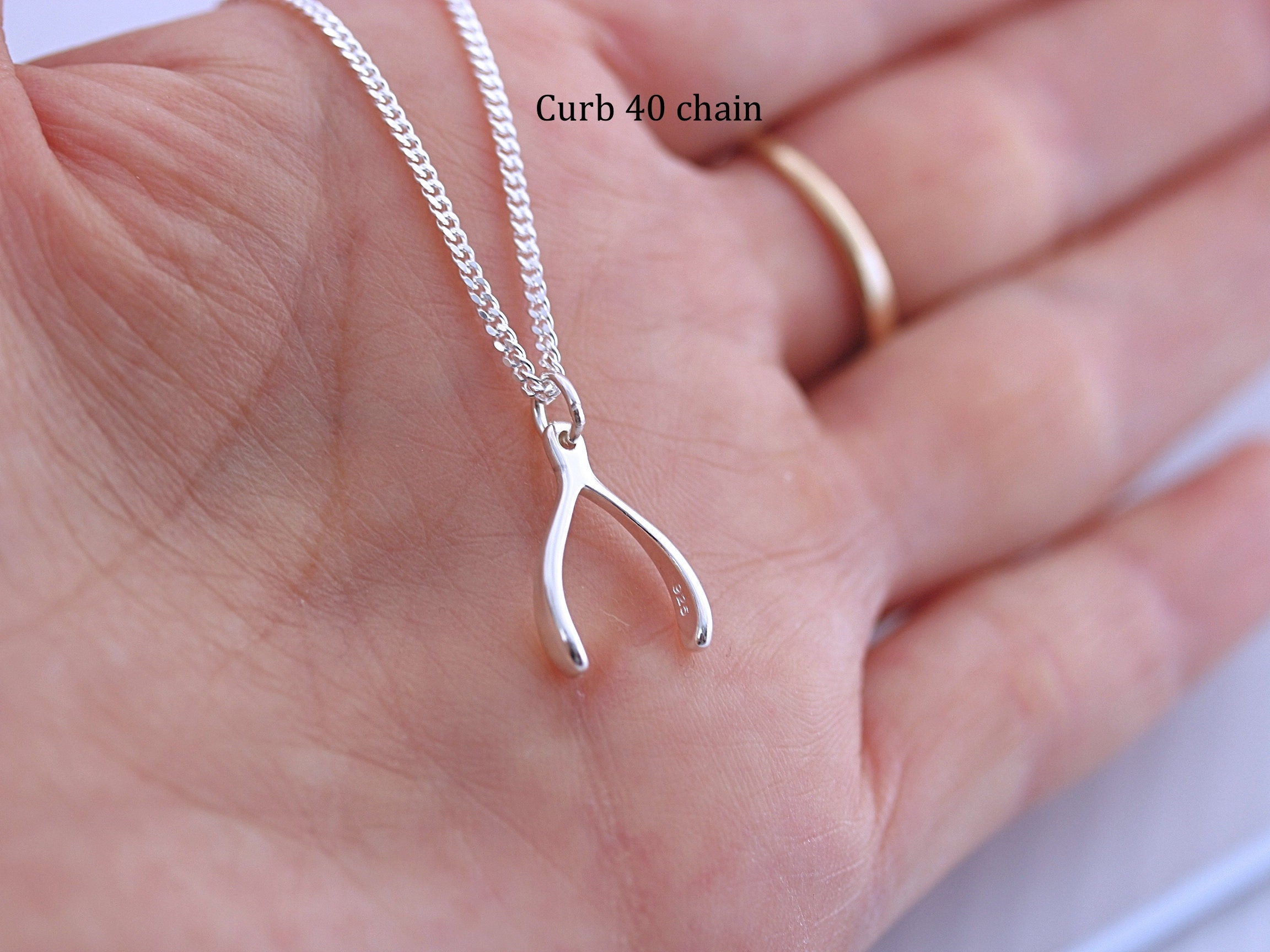 Sterling Silver Wishbone Necklace 