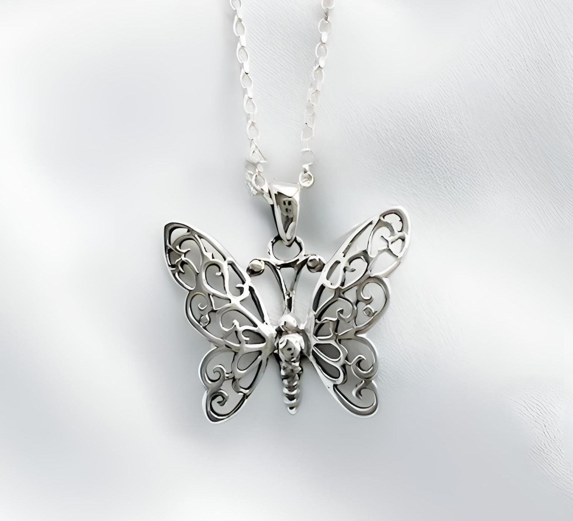Solid Beat 「butterfly pendant」 silver925 Sterling Silver Butterfly Necklace Symbolism Transformation