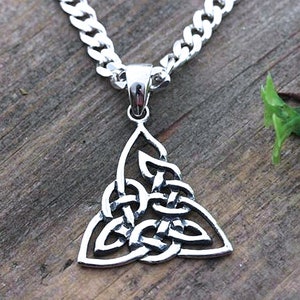 Trinity Knot necklace, Sterling silver Triquetra Knot Necklace, Celtic Knot Pendant, Choose chain / Leather. Mens Necklace, Unisex. 071li image 1