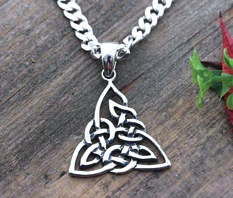 Trinity Knot necklace, Sterling silver Triquetra Knot Necklace, Celtic Knot Pendant, Choose chain / Leather. Mens Necklace, Unisex. 071li image 1